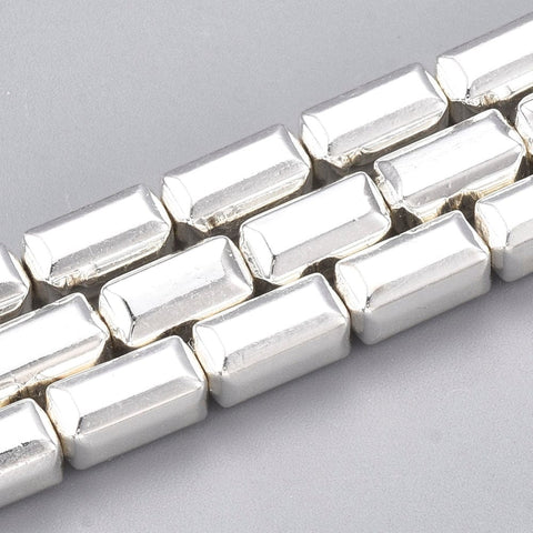 BeadsBalzar Beads & Crafts (HB7038A) Synthetic Hematite Beads Strands, Cuboid, Silver Plated 8mm long
