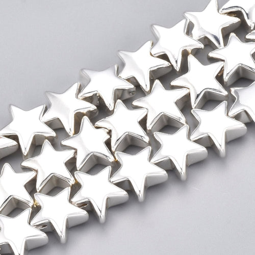 BeadsBalzar Beads & Crafts (HB7039A) Synthetic Hematite Beads Strands, Star, Silver Plated  8mm long