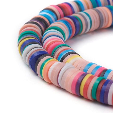 BeadsBalzar Beads & Crafts (HE6578G) Handmade Polymer Clay Heishi Beads, Mixed Color 6mmx1mm