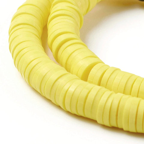 BeadsBalzar Beads & Crafts (HE6578J) Handmade Polymer Clay  Heishi Beads, Yellow 6mmx1mm