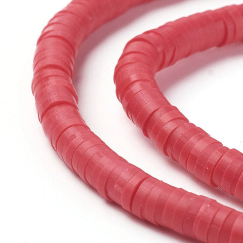 BeadsBalzar Beads & Crafts (HE6764-30) Eco-Friendly Handmade Polymer Clay Heishi Beads, Red  4x1mm