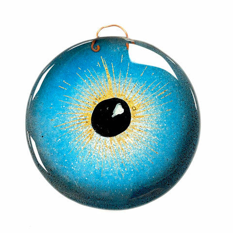 BeadsBalzar Beads & Crafts (HG-RY6) TURQUOISE (HG-RYX) Hand Made Glass Evil Eye about 10cm diameter (1PC)