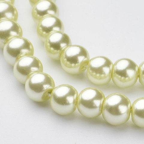 BeadsBalzar Beads & Crafts HONEYDEW (BE52-B04) (BE52-X) Glass beads pearlized 6mm White (1 STR)