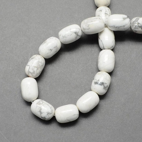 BeadsBalzar Beads & Crafts HOWLITE WHITE (BG7898-29) (BG7898-08) Barrel Shaped Gemstone Natural Beads Strands, 10x15mm