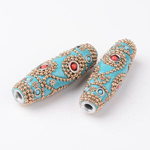 BeadsBalzar Beads & Crafts Indonesia Beads, with Platinum Plated Aluminum Cores, DarkTurquoise (FB5140)