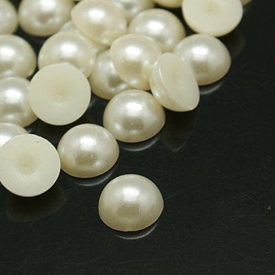 BeadsBalzar Beads & Crafts IVORY (FB3935) Half Round Domed Imitated Pearl Acrylic Cabochons, Ivory 10MM (& COLORS)
