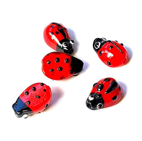 BeadsBalzar Beads & Crafts (LB2896) Lampwork , Ladybug, Red 9~10mm (5 PCS)