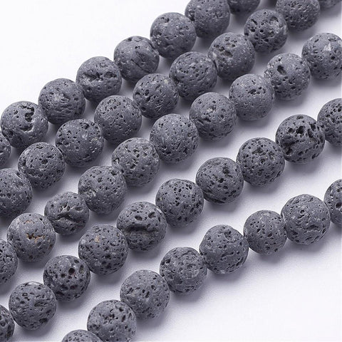 BeadsBalzar Beads & Crafts (LB5213) Natural Lava Bead Strands, Round,  Size: about 6mm