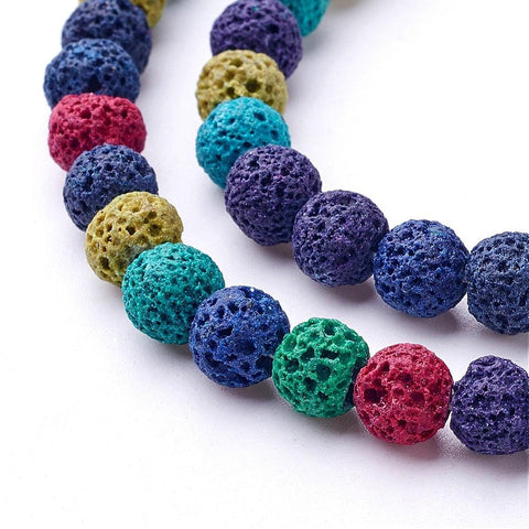 BeadsBalzar Beads & Crafts (LB6359B) Natural Lava Beads Strands, Dyed, Round, Colorful Size: about 8mm , hole: 1mm,