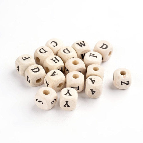 BeadsBalzar Beads & Crafts (LE5315X) Wood letter Beads, Square  10x10mm thick,hole: 3mm (10 PCS)