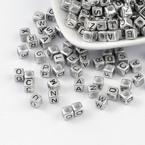 BeadsBalzar Beads & Crafts (LE5550-X) Acrylic Letters, Cube  about 6mm in diameter, 6MM (choose letters)