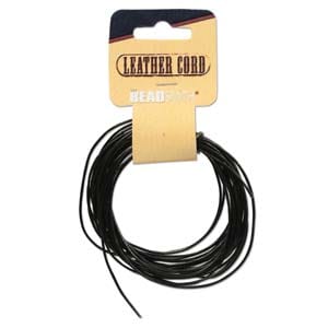 BeadsBalzar Beads & Crafts (LEBK15) COW LEATHER CORD BLACK  1MM (5 YARDS)