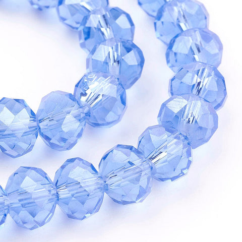 BeadsBalzar Beads & Crafts LIGHT BLUE (BE5597-21L) (BE5597-X) Handmade Glass Beads, Faceted Rondelle, 8x6 mm (1 STR)