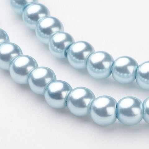 BeadsBalzar Beads & Crafts LIGHT BLUE (BP1374-B09) (BP1374-X) Glass Pearls 4mm (1 STR)