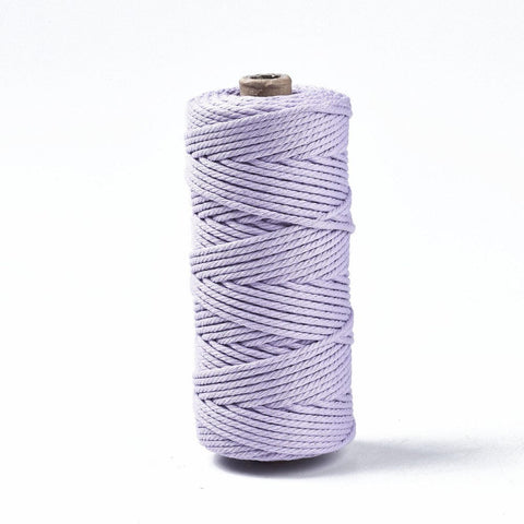 BeadsBalzar Beads & Crafts LILAC (CC7935-14) (CC7935-X) Cotton String Threads, Macrame Cord, 3mm (100m)/roll.