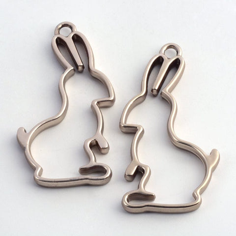 BeadsBalzar Beads & Crafts Matte Style Alloy Rabbit Open Back Bezel Pendants (PE4689)