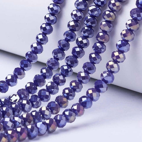 BeadsBalzar Beads & Crafts MAUVE (BE7891-B07) (BE7891-X) Opaque Solid Color Glass Beads Strands, Faceted, Rondelle, 8x6mm