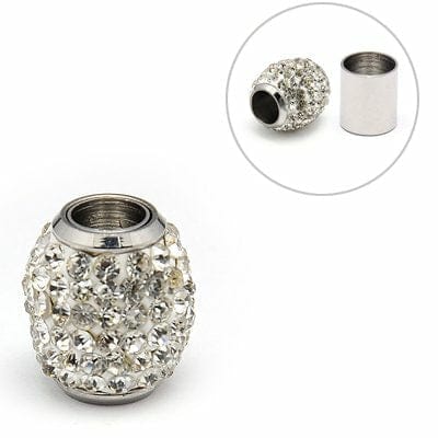 BeadsBalzar Beads & Crafts (MC5470) 304 Stainless Steel Magnetic Clasps, with Polymer Clay Rhinestone Beads, Oval, Stainless Steel Color