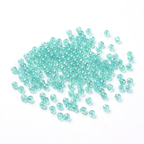 BeadsBalzar Beads & Crafts MED.TURQUOISE (AB8481-9) (AB8481-X) Acrylic Beads, Round, AB Color, 4mm (10 GMS / +-350 PCS)