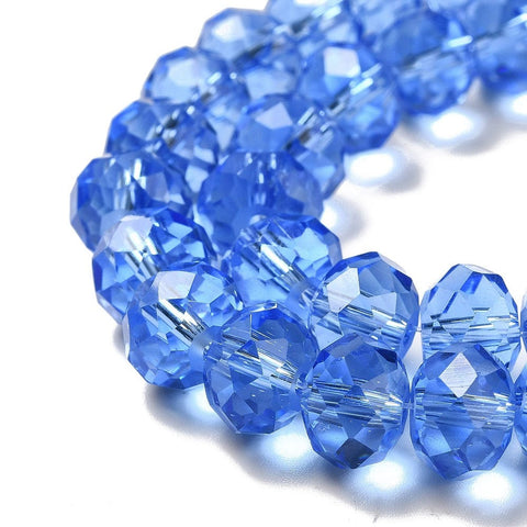 BeadsBalzar Beads & Crafts MEDIUM BLUE (BE8233-B3) (BE8233-X) Glass Beads, Faceted Rondelle, 10x7mm (1 STR)