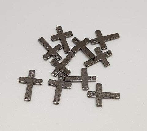 BeadsBalzar Beads & Crafts Metal Cross Pendant Gunmetal (GS1614C) (10 pcs)