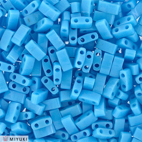 BeadsBalzar Beads & Crafts (MHT-0413) MIYUKI HALF TILA BEADS OPAQUE TURQUOISE BLUE (7.1 GRAMS)