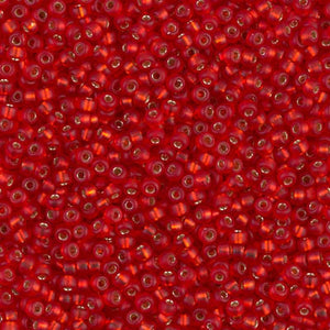 BeadsBalzar Beads & Crafts (MSB11-0010F-250G) MIYUKI SEED BEADS 11/0 MATTE SILVER LINED FLAME RED (250 GMS)