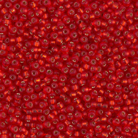 BeadsBalzar Beads & Crafts (MSB11-0010F) MIYUKI SEED BEADS 11/0 MATTE SILVER LINED FLAME RED (25 GMS)