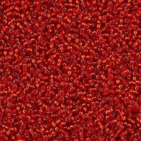 BeadsBalzar Beads & Crafts (MSB15-0010) MIYUKI SEED BEADS 15-0 FLAME RED SILVER LINED