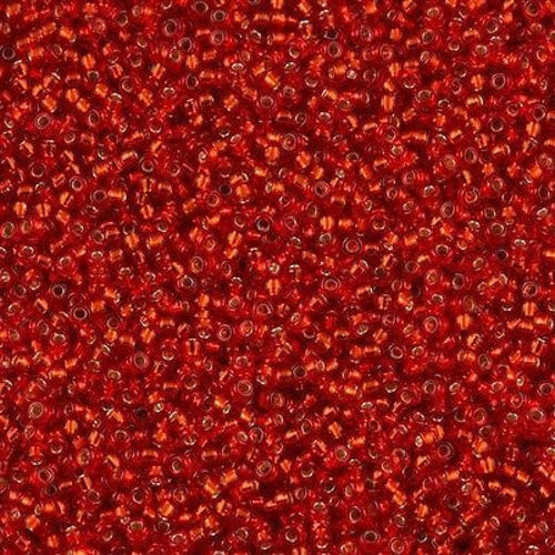 BeadsBalzar Beads & Crafts (MSB15-0010) MIYUKI SEED BEADS 15-0 FLAME RED SILVER LINED