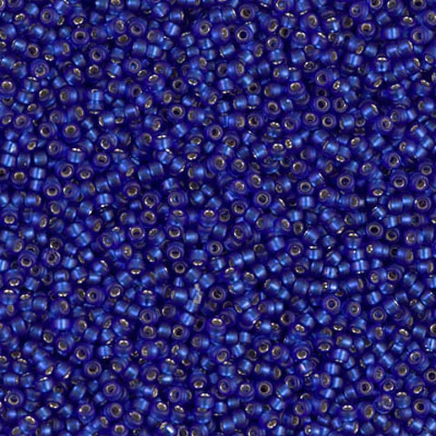BeadsBalzar Beads & Crafts (MSB15-0020F) MIYUKI SEED BEADS 15/0 MATTED SILVER LINED COBALT (10 GMS)