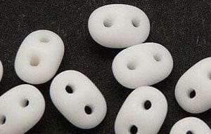 BeadsBalzar Beads & Crafts (MSD-M03000) SuperDuo 5 x 2mm (loose) : Matte - Opaque White (10 GMS)