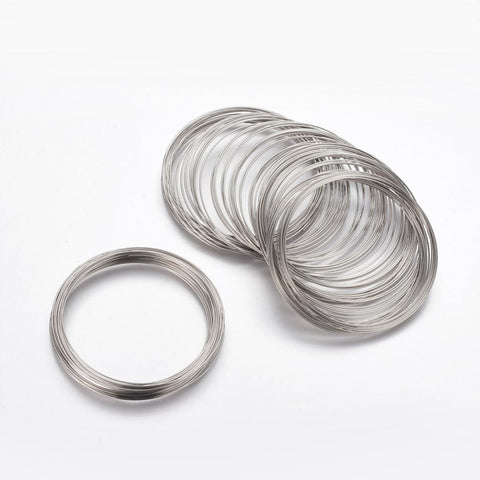 BeadsBalzar Beads & Crafts (MW3951-06) Steel Memory Wire, Platinum Wire: 0.6mm in diameter (+/- 10 CIRCLES)