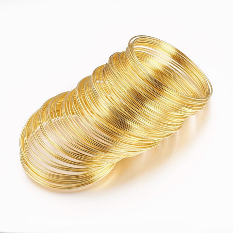 BeadsBalzar Beads & Crafts (MW7614-G) Steel Bracelet Memory Wire,Golden Color 5.5cm rings (10 rings)