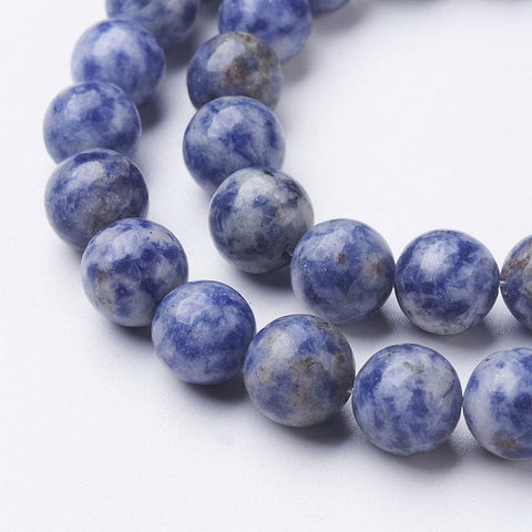 BeadsBalzar Beads & Crafts Natural Blue Spot Stone, Round, CornflowerBlue Bead: about 10mm in diameter (BG4778)