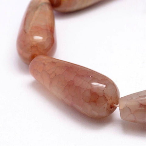 BeadsBalzar Beads & Crafts Natural Crackle Agate Bead Strands, Dyed, Drop, Wheat ABOUT 40MM (BG5109)