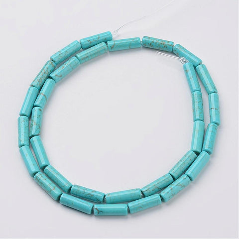 BeadsBalzar Beads & Crafts Natural Howlite Bead Strands, Dyed, Tube, DarkTurquoise  13MM (BG4734A)