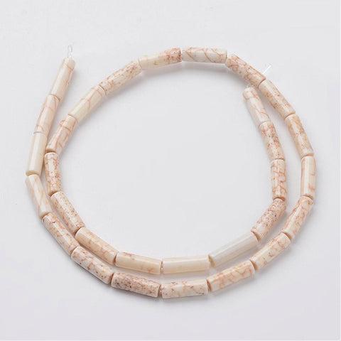 BeadsBalzar Beads & Crafts Natural Howlite Bead Strands, Tube  13MM (BG4734B)