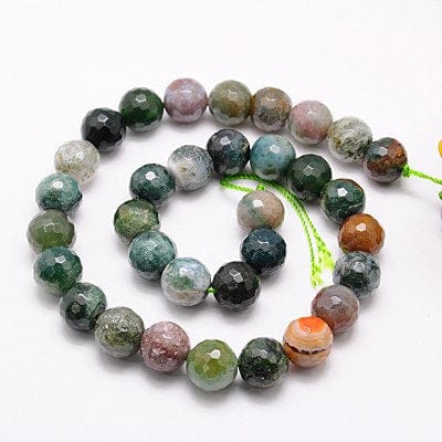 BeadsBalzar Beads & Crafts Natural Indian Agate Beads Strands, Faceted, Round, Mixed Color  14MM (BG4732)
