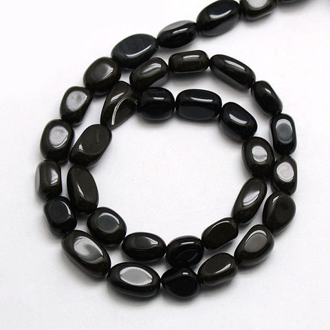 BeadsBalzar Beads & Crafts Natural Obsidian Black Nuggets (BG4145)