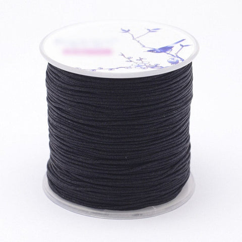 BeadsBalzar Beads & Crafts (NC6474A) Nylon Threads, Black Size: about 1mm in diameter, (100m-roll)