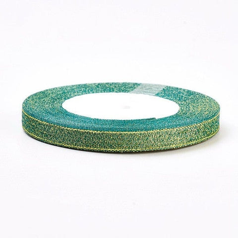 BeadsBalzar Beads & Crafts (OR7019-06) DARKCYAN (OR7019-X) Polyester Organza Ribbon, Glitter Metallic,10mm wide (23 METS)