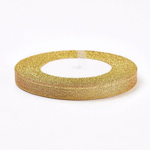 BeadsBalzar Beads & Crafts (OR7019-11) GOLDENROD (OR7019-X) Polyester Organza Ribbon, Glitter Metallic,10mm wide (23 METS)