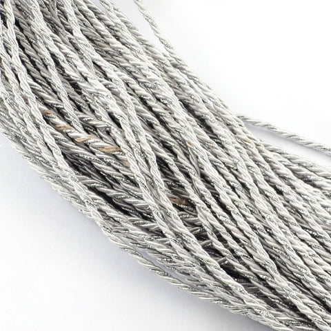 BeadsBalzar Beads & Crafts (PC4586A) Polyester Cord, with Cotton Cords inside and Silver Metallic Cords, 5MM
