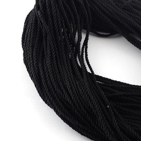 BeadsBalzar Beads & Crafts (PC4586C) Polyester Cord, with Cotton Cords Inside, Black 5mm