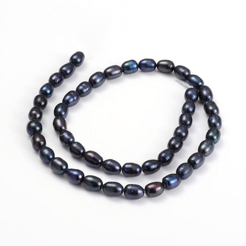 BeadsBalzar Beads & Crafts (PE4350) Freshwater Pearls DarkSlate Blue (1 STR)