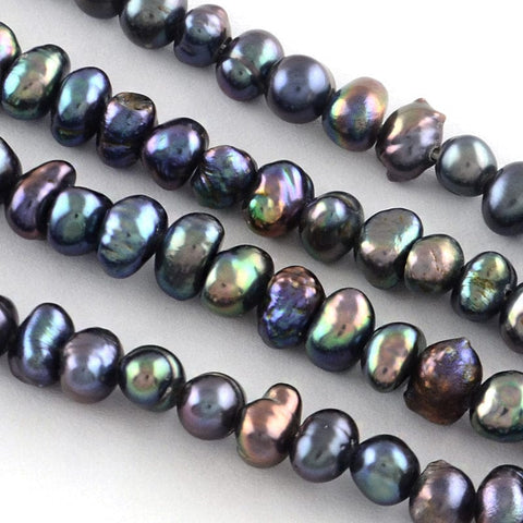 BeadsBalzar Beads & Crafts (PE4587) Natural Pearl Beads Pearl Bead Strands, Potatol, DarkSlateGray 4-6MM