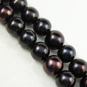 BeadsBalzar Beads & Crafts (PE4590) Freshwater Pearl Beads, Grade A, Round, Black, 9~10mm, Hole: 1mm