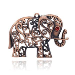BeadsBalzar Beads & Crafts (PE5604) Elephant Necklace Charms, Red Copper 65mm wide,