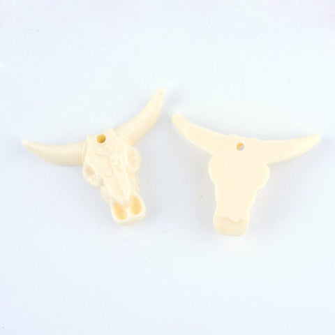 BeadsBalzar Beads & Crafts (PE5815) Synthetic Coral Pendants, Cattle Head Skull Size: about 36mm long, 46.5mm wide